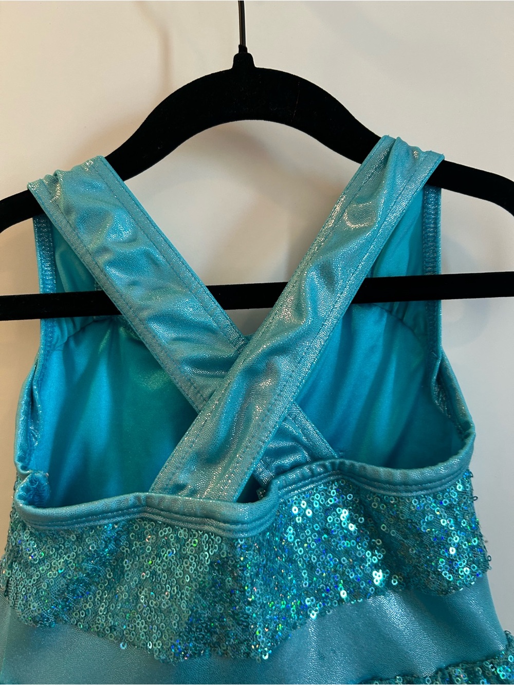 Teal Sequin Dance Costume with Bow - Size ISC - Picture 10 of 14